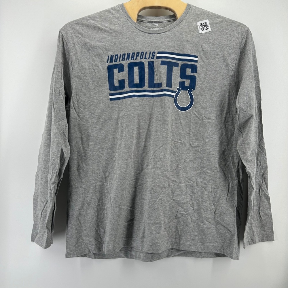 Fanatics Indianapolis Colts Long Sleeve T-Shirt Mens 2XL Gray NFL Graphic Tee